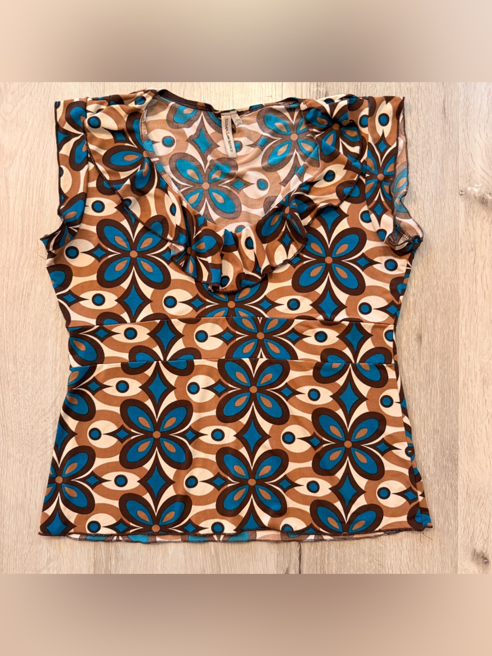 Susan Lawrence Vintage Style Floral Geometric Tank Top Size L